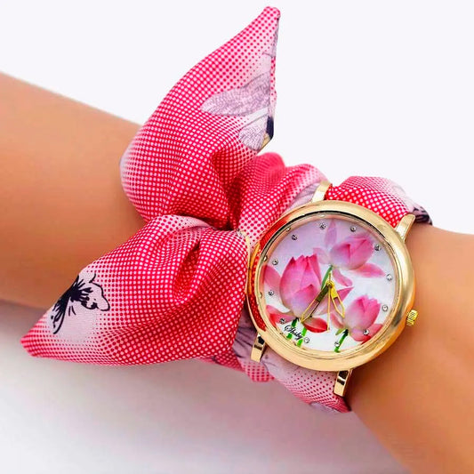 Shsby 2020 Women's Watches Fashion Floral Cloth Ladies Watches Flower Bracelet Clock Dress Wristwatch Luxury Relogio Feminino