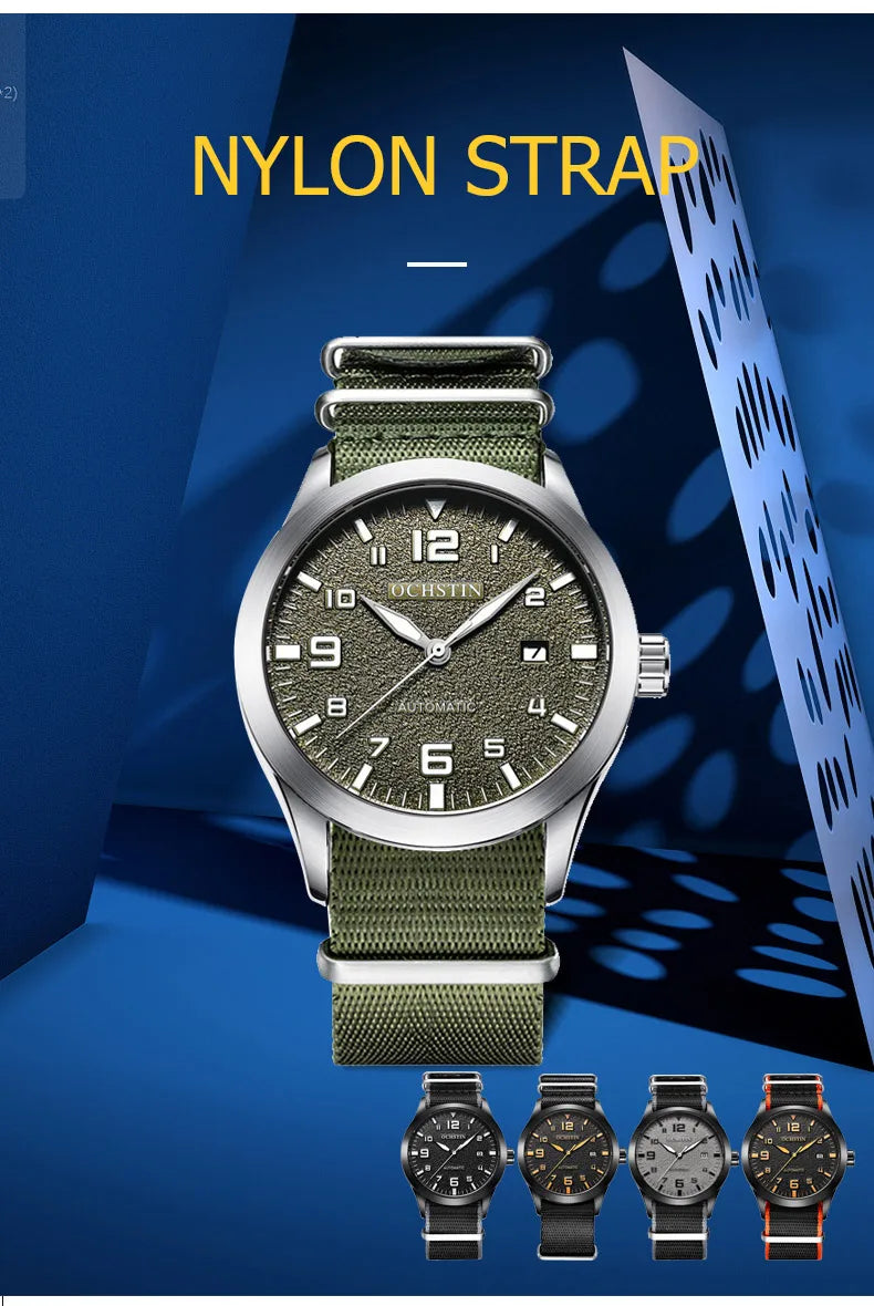 OCHSTIN Men Automatic Mechanical Watch Luxury Casual Dress Military Outdoor Sports Army Mens Wristwatches Waterproof Male Clock