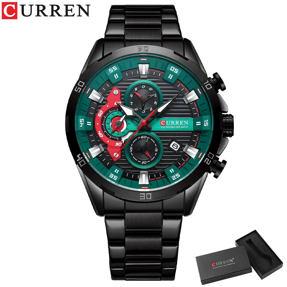 CURREN Men Watch Top Brand Luxury Sports Quartz Mens Watches Full Steel Waterproof Chronograph Wristwatch Men Relogio Masculino