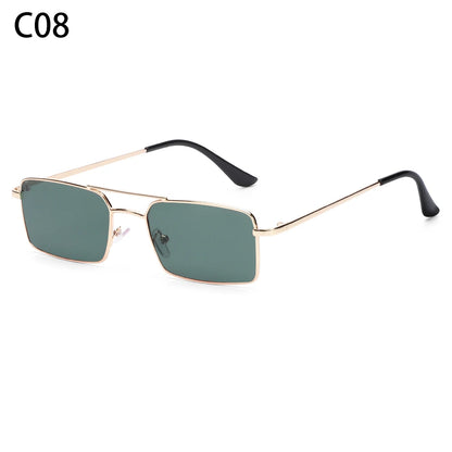 1 buc. Ochelari de soare mici, dreptunghiulari, fără ramă, la modă, pentru femei și bărbați, din aliaj metalic, cu lentile de sticlă, stil de călătorie, protecție UV400