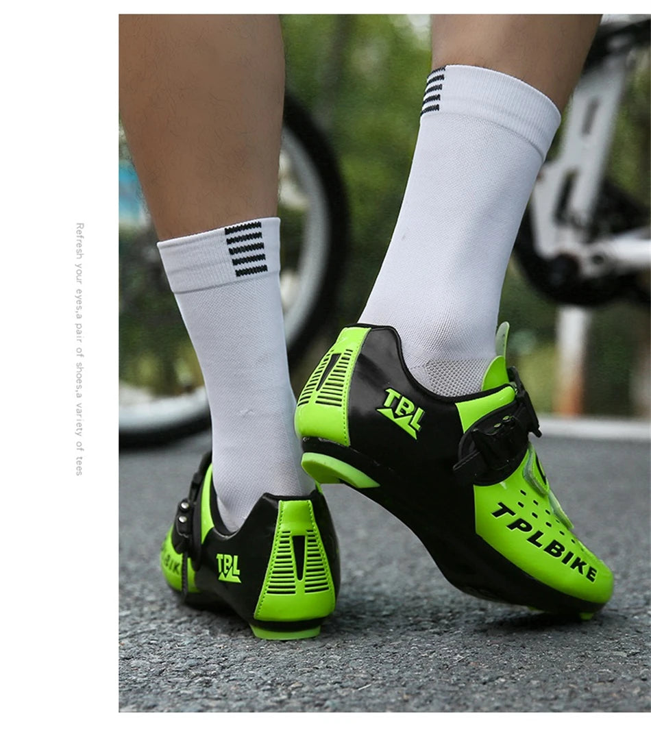 Professional Racing Road Bike Cycling Shoes for Men, Outdoor Non-Slip MTB Bicycle Sneakers, Breathable Self-Locking Sports Cleat Shoes