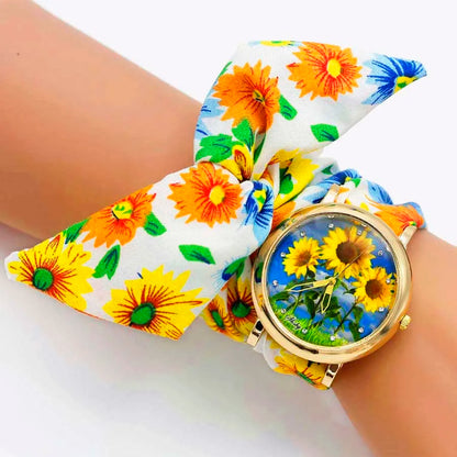 Shsby 2020 Women's Watches Fashion Floral Cloth Ladies Watches Flower Bracelet Clock Dress Wristwatch Luxury Relogio Feminino