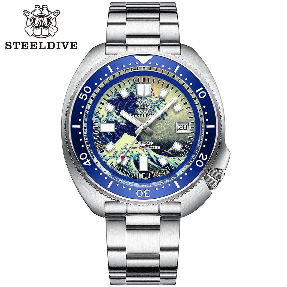 STEELDIVE SD1970J Kanagawa Turtle Full Luminous Dial Ceramic Bezel NH35 Automatic STEELDIVE Official Store Men's Dive Watch
