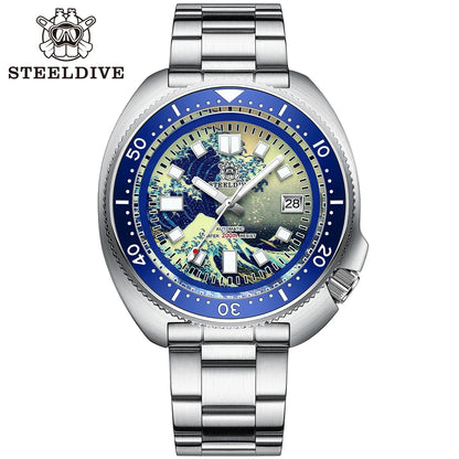 STEELDIVE SD1970J Kanagawa Turtle Full Luminous Dial Ceramic Bezel NH35 Automatic STEELDIVE Official Store Men's Dive Watch