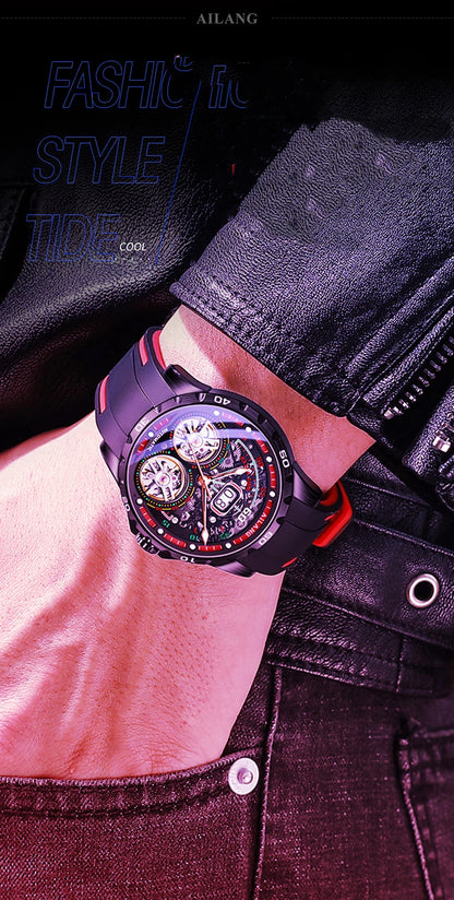 AILANG Super Cool Double Tourbillon Automatic Mechanical Watch Men Luxury Brand Luminous Waterproof Watches Men's Reloj Hombre