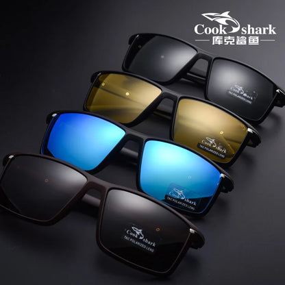 Ochelari de soare Cook Shark pentru bărbați, ochelari de soare polarizați, ochelari de condus, noi, cu protecție UV, ochelari de vedere pe timp de noapte pentru șoferi