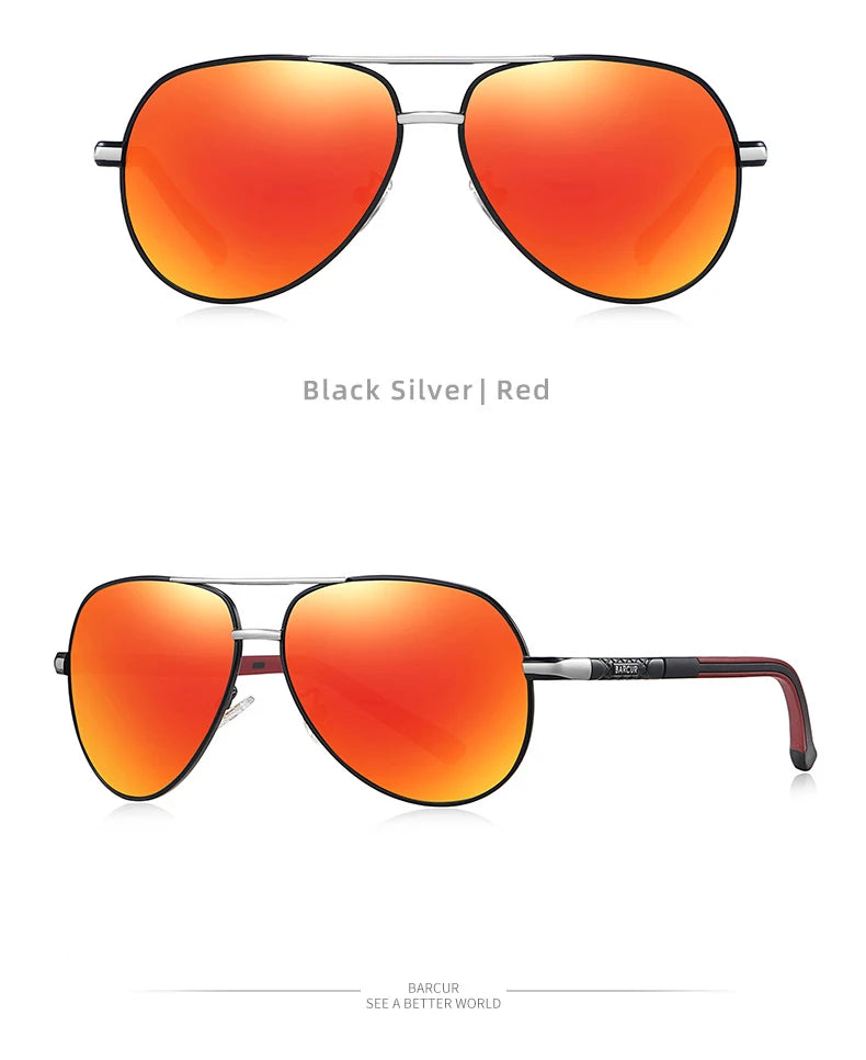 Ochelari de soare vintage din aluminiu BARCUR pentru bărbați, cu strat polarizat, ochelari de soare clasici pentru femei, accesorii de conducere pentru bărbați, ochelari
