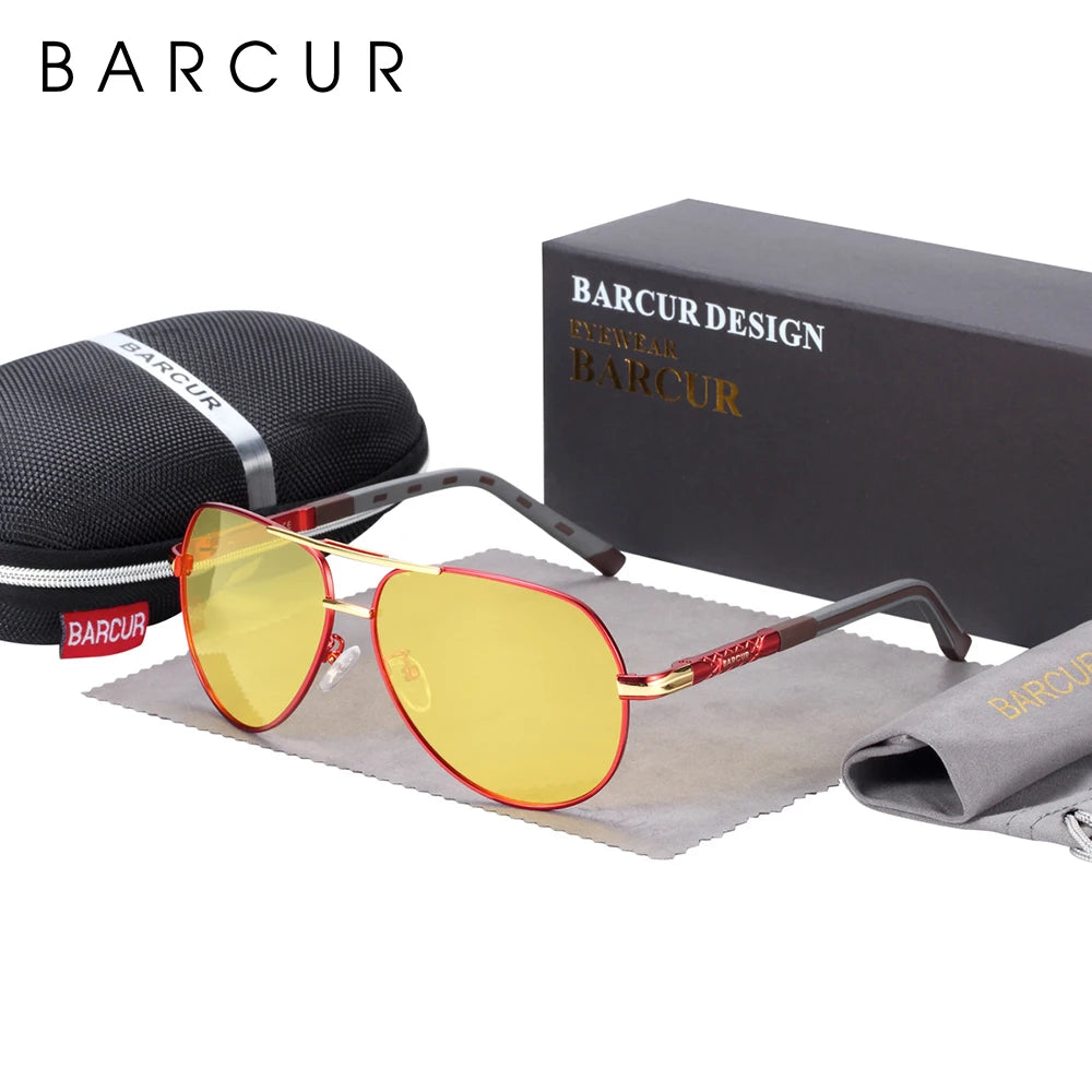 Ochelari de soare vintage din aluminiu BARCUR pentru bărbați, cu strat polarizat, ochelari de soare clasici pentru femei, accesorii de conducere pentru bărbați, ochelari