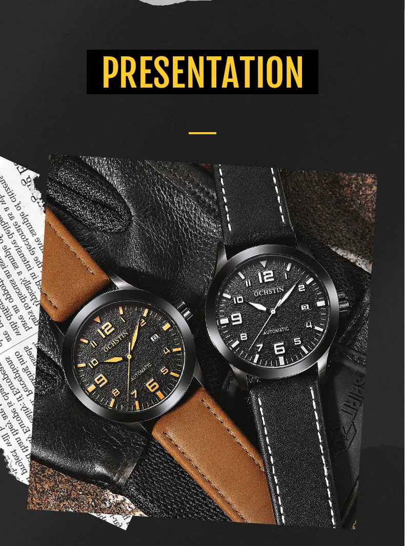 OCHSTIN Men Automatic Mechanical Watch Luxury Casual Dress Military Outdoor Sports Army Mens Wristwatches Waterproof Male Clock