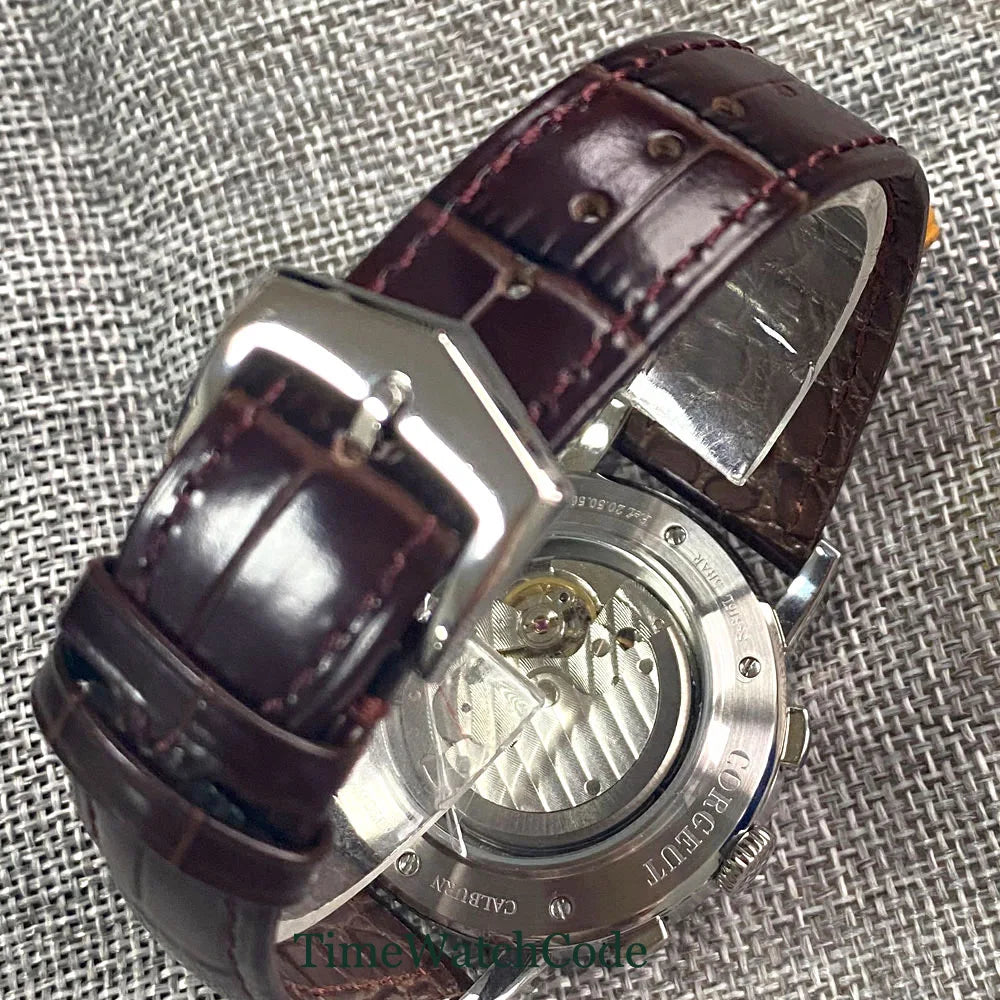 Corgeut Multi Functional Watch Automatic Mechanical Watch for Men 42mm Day Date Month Year Day/Night ST1655 Movt Polished Case
