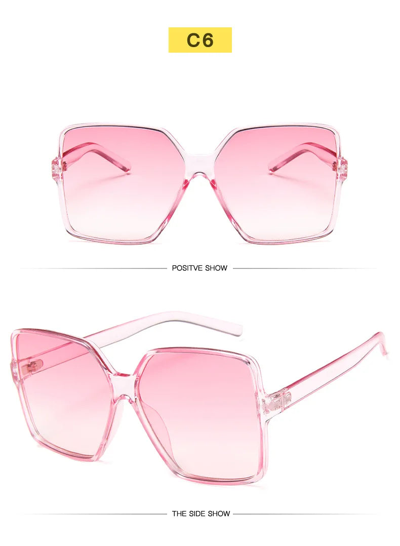 Ochelari de soare oversize pentru femei, din plastic cu efect de gradient, de marcă, de designer, pentru femei, UV400