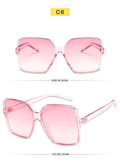 Ochelari de soare oversize pentru femei, din plastic cu efect de gradient, de marcă, de designer, pentru femei, UV400