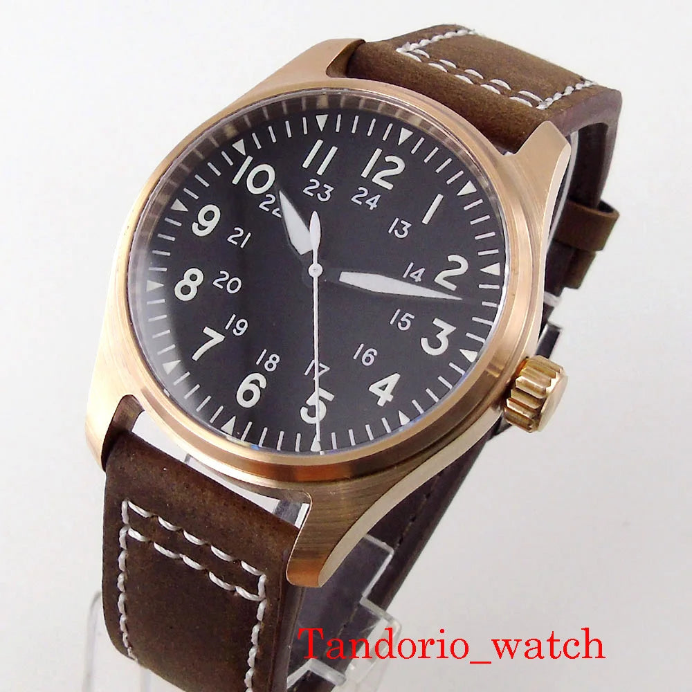 Tandorio NH35A PT5000 Solid Full Cusn8 Bronze 200m Waterproof 39mm Automatic Men Watch Sapphire Crystal Date C3 Luminous Marks