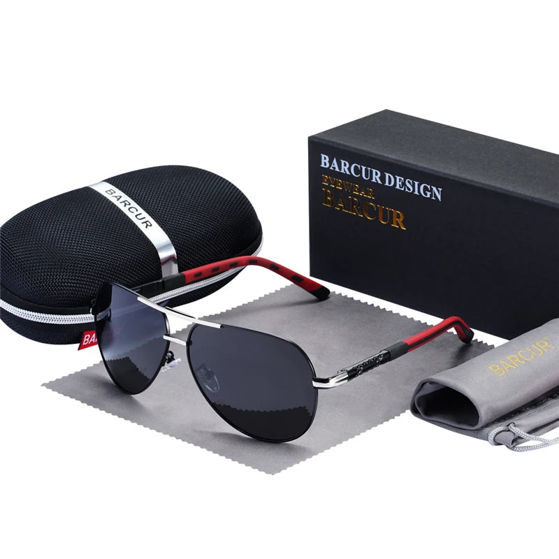 Ochelari de soare vintage din aluminiu BARCUR pentru bărbați, cu strat polarizat, ochelari de soare clasici pentru femei, accesorii de conducere pentru bărbați, ochelari
