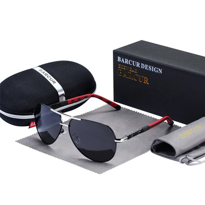 Ochelari de soare vintage din aluminiu BARCUR pentru bărbați, cu strat polarizat, ochelari de soare clasici pentru femei, accesorii de conducere pentru bărbați, ochelari