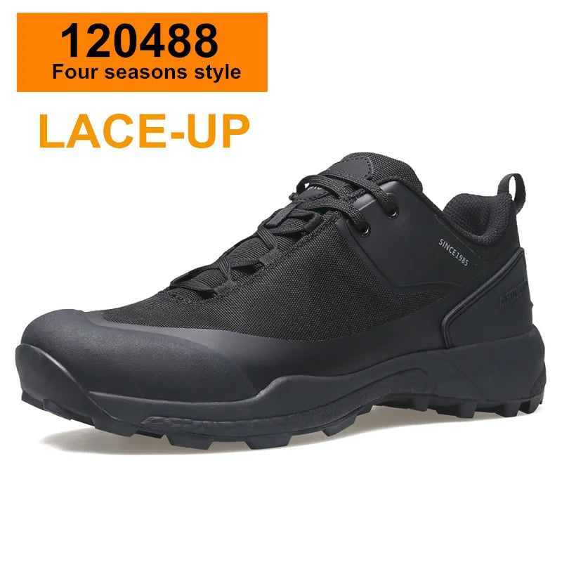 HUMTTO Waterproof Hiking Shoes Mountain Trekking Boots Black Camping Sneakers for Men Safety Climbing Sport Tactical Mens Shoes