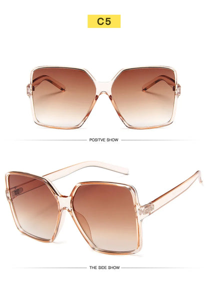 Ochelari de soare oversize pentru femei, din plastic cu efect de gradient, de marcă, de designer, pentru femei, UV400