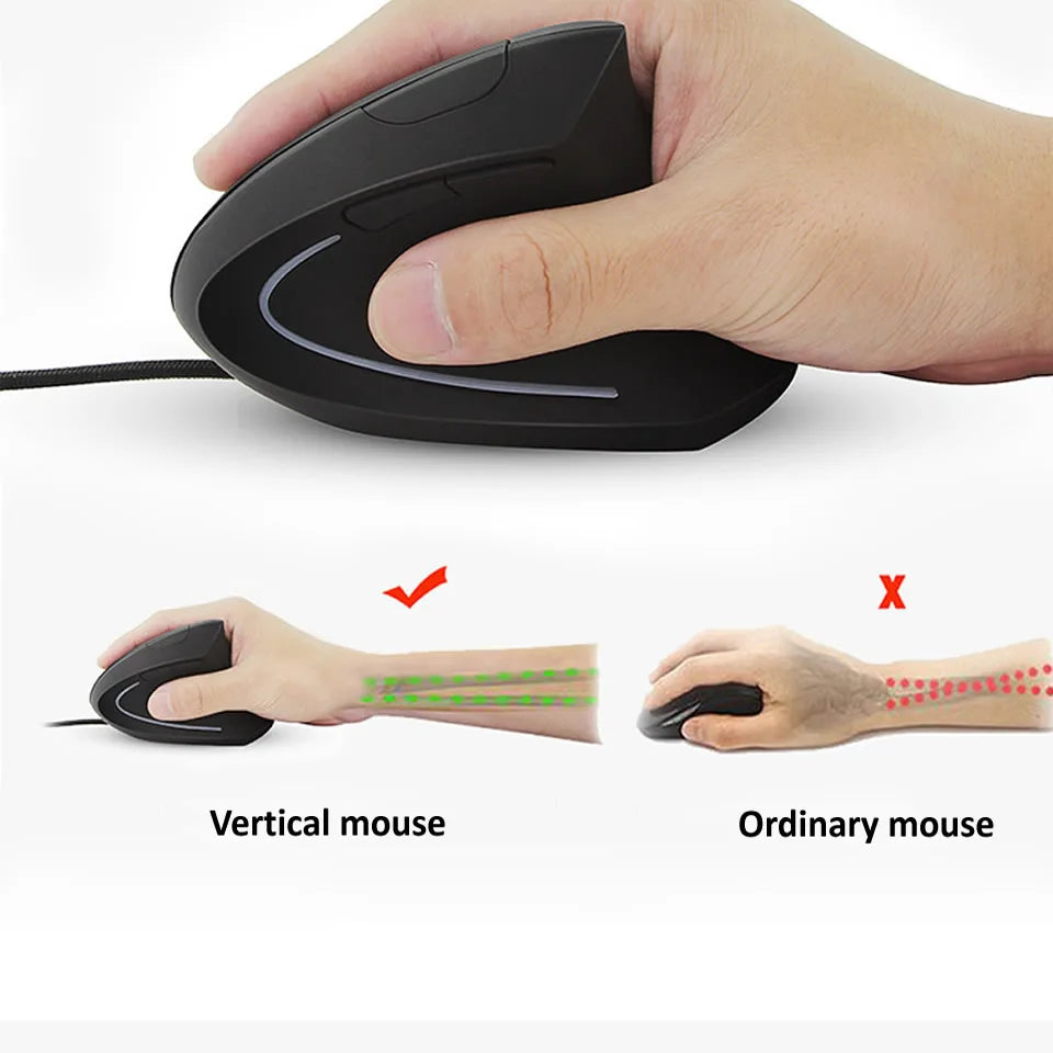 Wired Right Hand Vertical RGB Mouse Ergonomic Gaming Mouse 800 1200 1600 3200DPI USB Optical Wrist Healthy Mouse for PC Computer