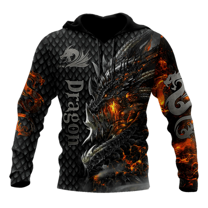 Upea tulilohikäärme 3D -kokopainettu miesten huppari, unisex-hupparit, collegepaita, syksyinen streetwear-rento takki, verryttelyasu KJ749
