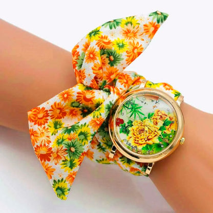 Shsby 2020 Women's Watches Fashion Floral Cloth Ladies Watches Flower Bracelet Clock Dress Wristwatch Luxury Relogio Feminino
