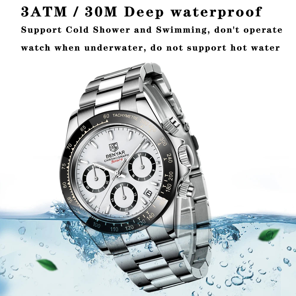 Relojes Hombre 2026 BENYAR New  Watches Men Luxury Brand Chronograph Male Sport Watches Waterproof Stainless Steel Quartz  Watch