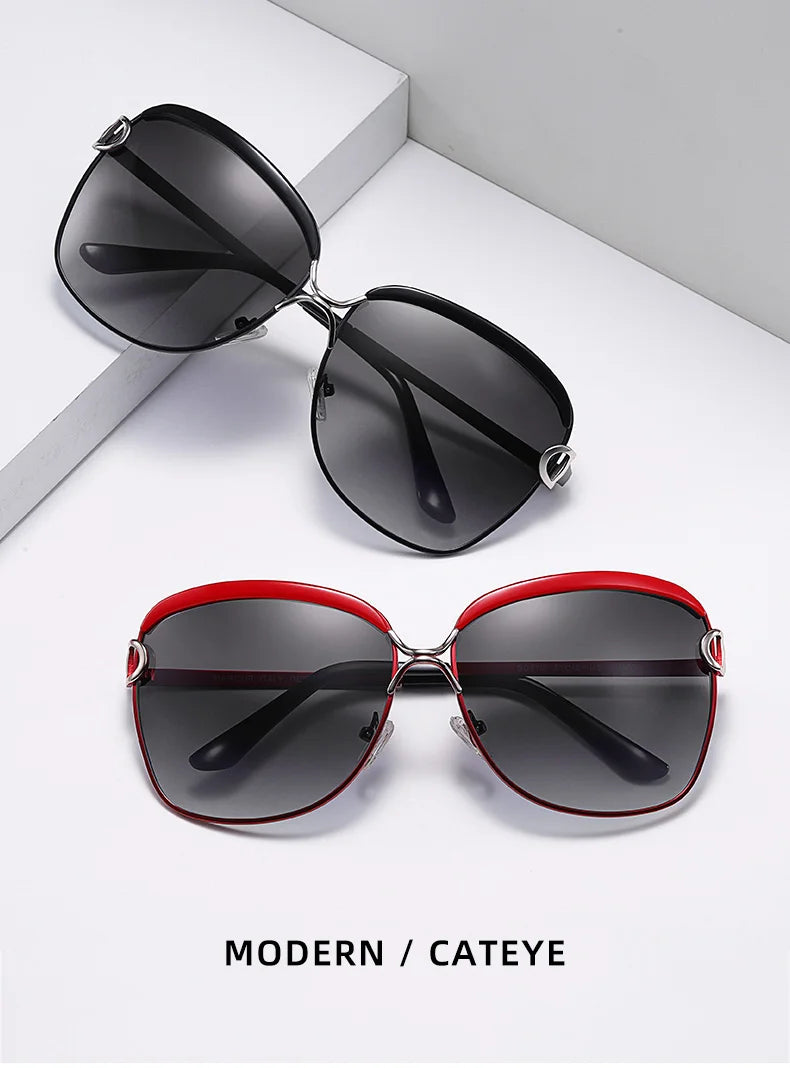 BARCUR Polarized Ladies Sunglasses Women Gradient Lens Round Sun Glasses Square Luxury Brand Oculos Lunette De Soleil Femme
