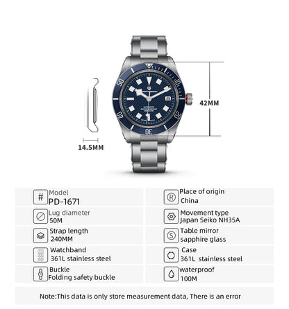 PAGANI DESIGN BB58 Steel Men's Mechanical Wrist Watches Luxury Automatic Watch For Men AR Sapphire Mirror Sport Waterproof Watch