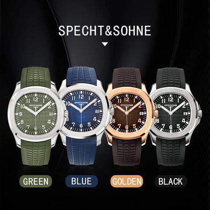 Specht & Söhne Brand Automatic Mechanical Watches Sports Wristwatches Green Sapphire Luminous 50M Waterproof Men's Watch