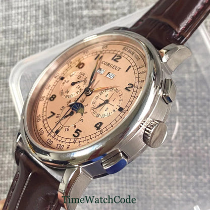 Corgeut Multi Functional Watch Automatic Mechanical Watch for Men 42mm Day Date Month Year Day/Night ST1655 Movt Polished Case