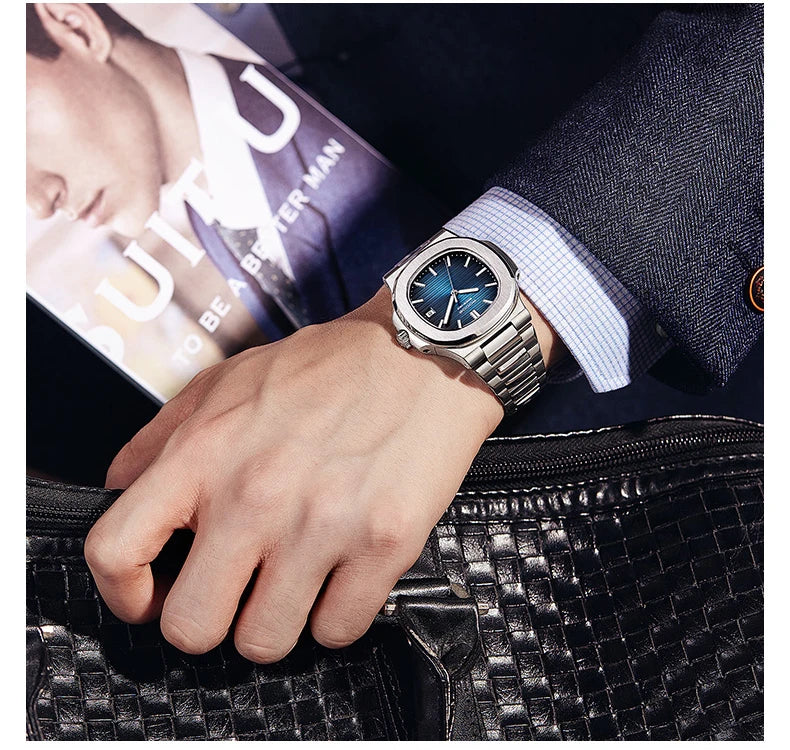 DIUDN DESIGN Men Luxury Watches Top Brand JAPAN Quartz Wristwatch Sport Business Stainless Steel Waterproof CLOCK reloj hombre