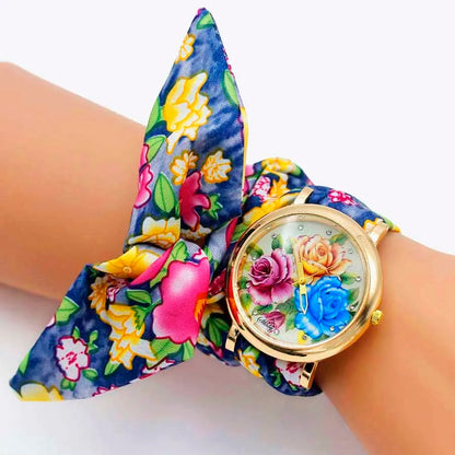 Shsby 2020 Women's Watches Fashion Floral Cloth Ladies Watches Flower Bracelet Clock Dress Wristwatch Luxury Relogio Feminino