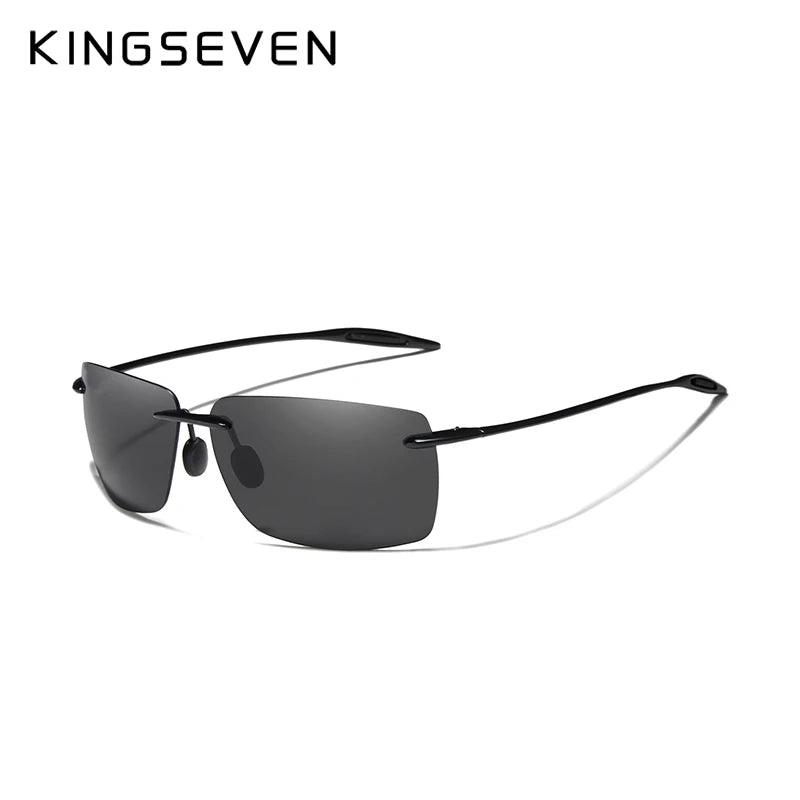KINGSEVEN TR90 Ochelari de soare fără ramă pentru bărbați Ochelari de soare ultralegeri, pătrați, fără ramă, pentru femei, de marcă, cu lentile oglindă