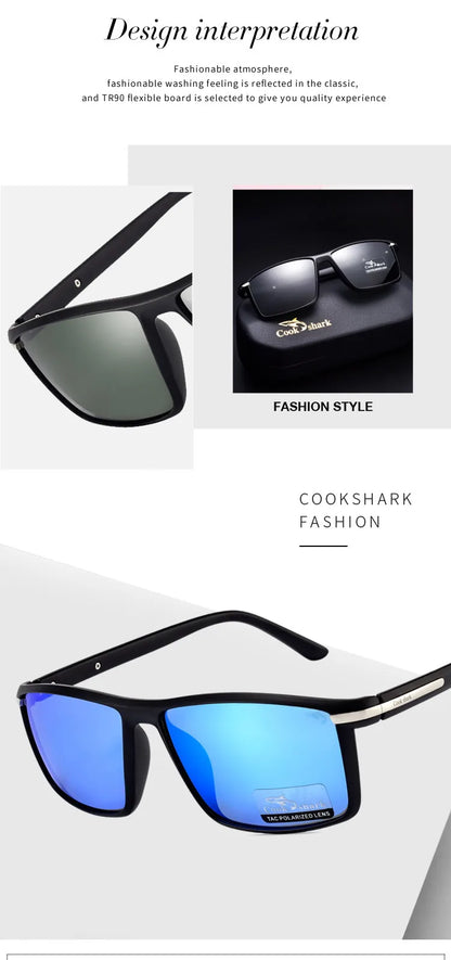 Ochelari de soare Cook Shark pentru bărbați, ochelari de soare polarizați, ochelari de condus, noi, cu protecție UV, ochelari de vedere pe timp de noapte pentru șoferi