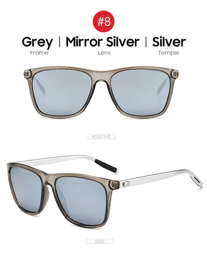 VIVIBEE Ochelari de soare polarizați de lux, pătrați, pentru bărbați, cu lentile oglindă albastre, clasici, unisex, la modă, pentru femei