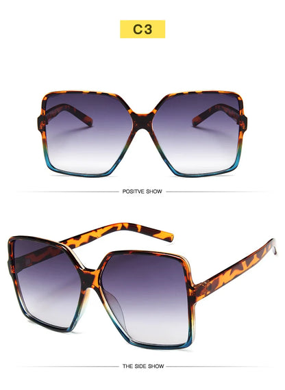 Ochelari de soare oversize pentru femei, din plastic cu efect de gradient, de marcă, de designer, pentru femei, UV400