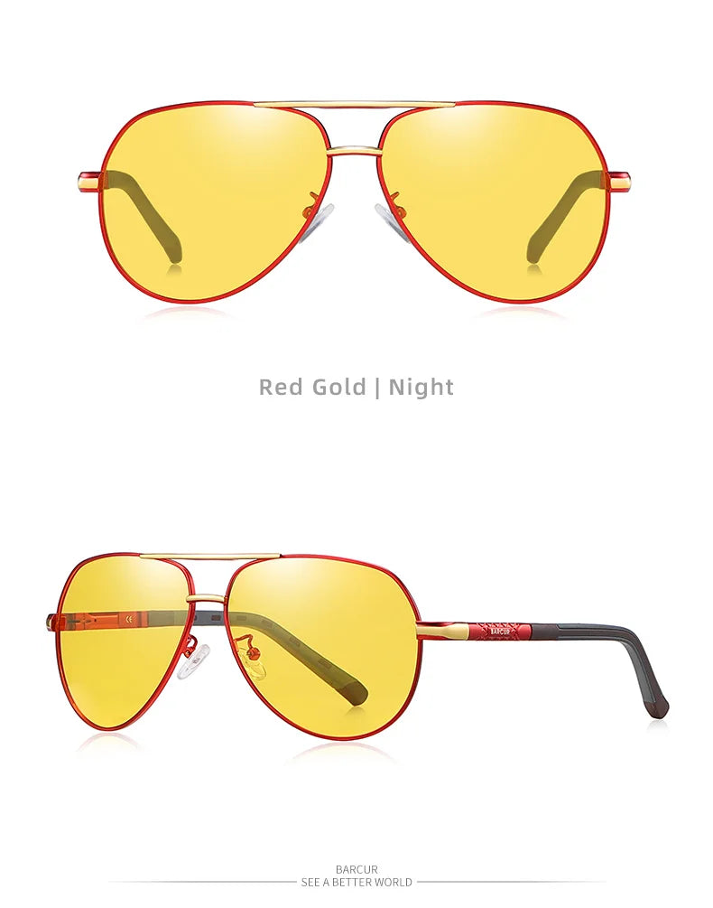 Ochelari de soare vintage din aluminiu BARCUR pentru bărbați, cu strat polarizat, ochelari de soare clasici pentru femei, accesorii de conducere pentru bărbați, ochelari