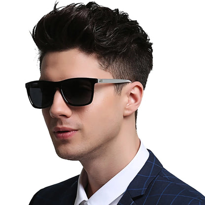 VIVIBEE Ochelari de soare polarizați de lux, pătrați, pentru bărbați, cu lentile oglindă albastre, clasici, unisex, la modă, pentru femei