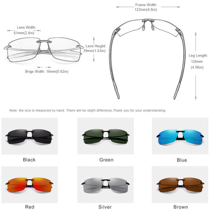 KINGSEVEN TR90 Ochelari de soare fără ramă pentru bărbați Ochelari de soare ultralegeri, pătrați, fără ramă, pentru femei, de marcă, cu lentile oglindă
