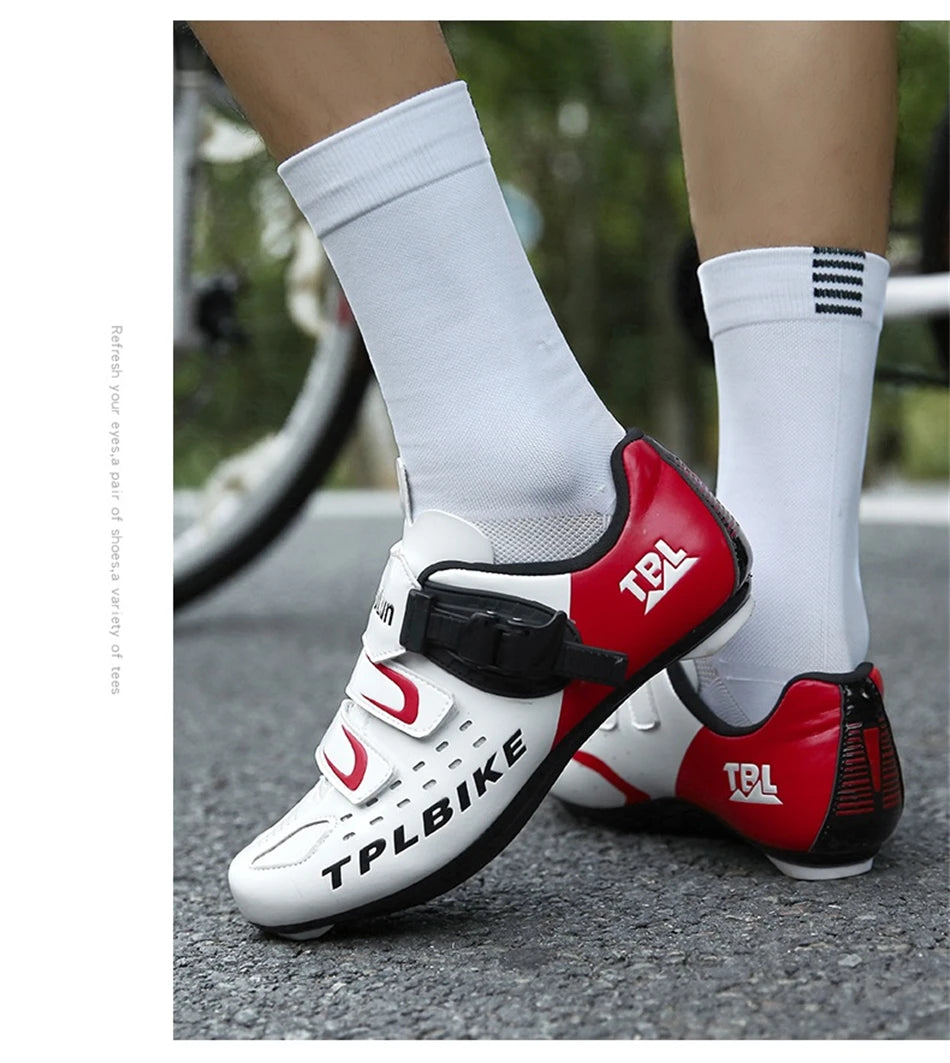 Professional Racing Road Bike Cycling Shoes for Men, Outdoor Non-Slip MTB Bicycle Sneakers, Breathable Self-Locking Sports Cleat Shoes