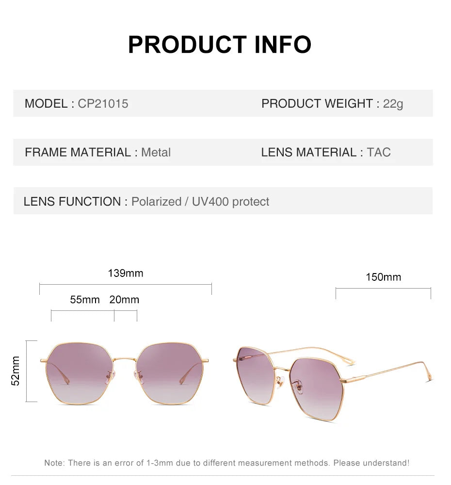 Ochelari de soare pentru femei CAPONI cu gradient polarizat, de marcă, de designer, cu protecție anti-raze UV, ochelari decorativi originali CP21015