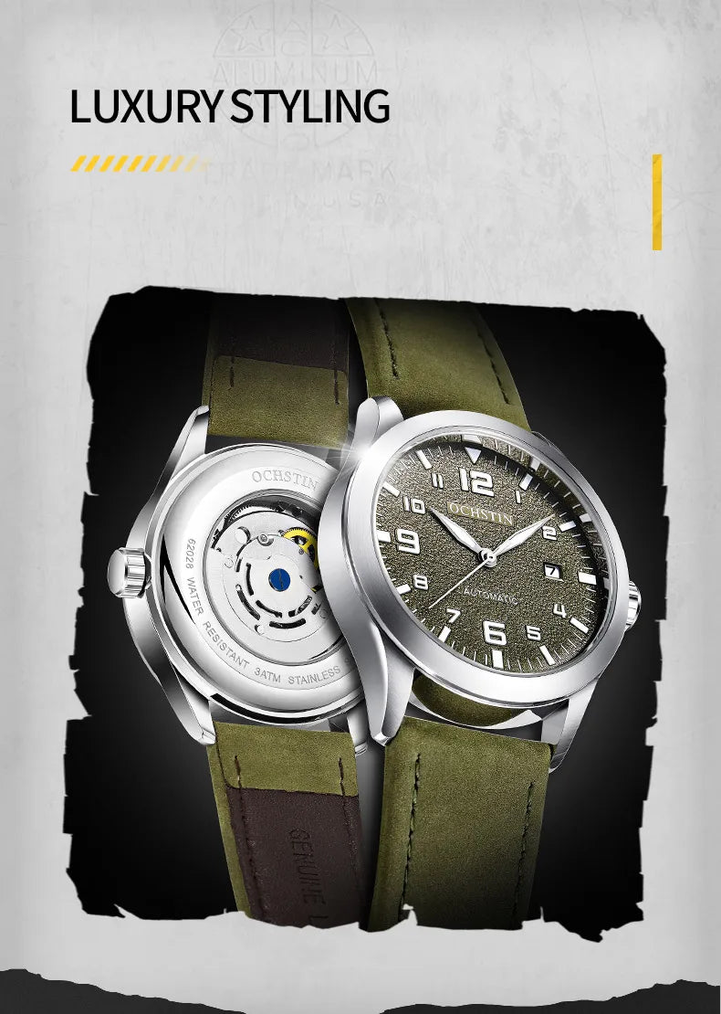 OCHSTIN Men Automatic Mechanical Watch Luxury Casual Dress Military Outdoor Sports Army Mens Wristwatches Waterproof Male Clock