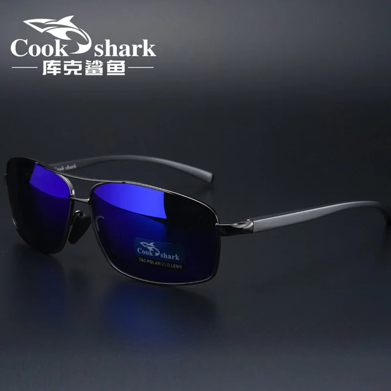 Cook Shark Ochelari de soare cu schimbare de culoare, model nou, pentru bărbați, cu polarizare Tidal, oglindă pentru șofer, ochelari de conducere cu vedere nocturnă