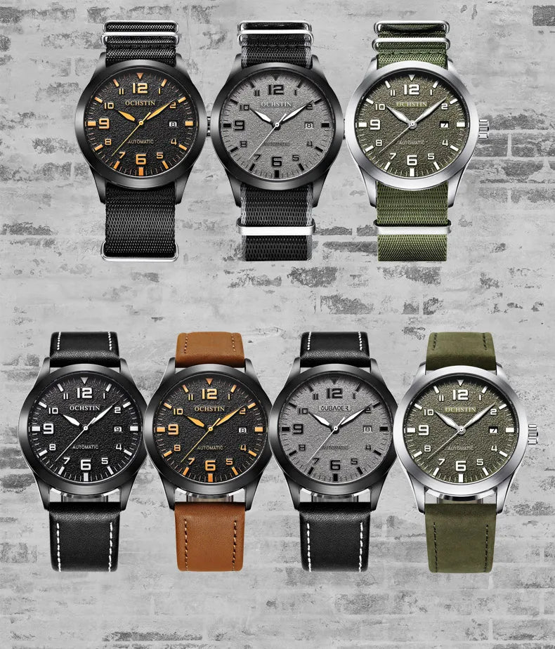 OCHSTIN Men Automatic Mechanical Watch Luxury Casual Dress Military Outdoor Sports Army Mens Wristwatches Waterproof Male Clock