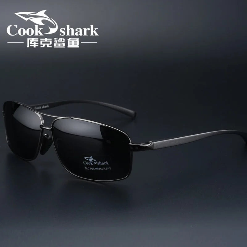 Cook Shark Ochelari de soare cu schimbare de culoare, model nou, pentru bărbați, cu polarizare Tidal, oglindă pentru șofer, ochelari de conducere cu vedere nocturnă