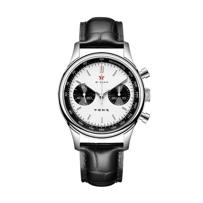 Red Star Panda Mens 1963 Chronograph Mechanical Wristwatch Seagull st1901 Movement Gooseneck 40mm Luminous Sapphire Pilot Watch