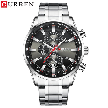 Curren Men's Watch Top Luxury Brand Big Dial Blue Quartz Men Watches Chronograph Sport Wristwatch Man Stainless Steel Date Clock