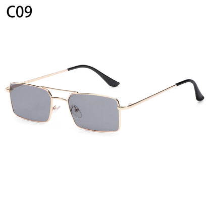 1 buc. Ochelari de soare mici, dreptunghiulari, fără ramă, la modă, pentru femei și bărbați, din aliaj metalic, cu lentile de sticlă, stil de călătorie, protecție UV400