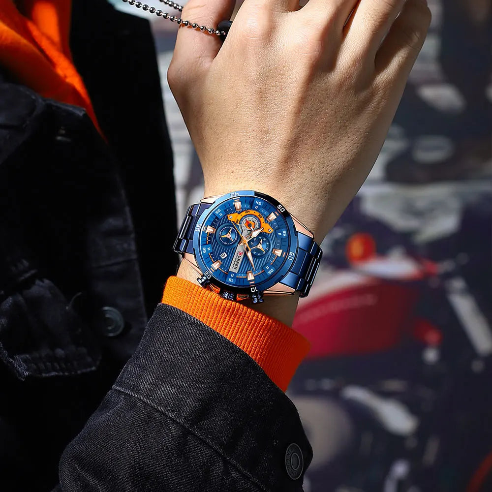 CURREN Men Watch Top Brand Luxury Sports Quartz Mens Watches Full Steel Waterproof Chronograph Wristwatch Men Relogio Masculino