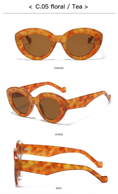 JNPCXI Ochelari de soare pentru femei, model „Cat Eye” supradimensionat, la modă, cu dungi verzi, stil retro, protecție UV400; ochelari de soare ovali pentru bărbați, la modă