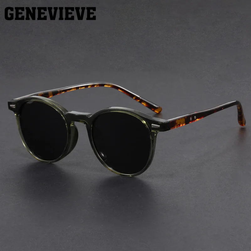 GENEVIEVE Ochelari de soare polarizați pentru femei și bărbați, cu design simplu, geometric, cu ramă rotundă, protecție UV, prescripție personalizabilă 1080